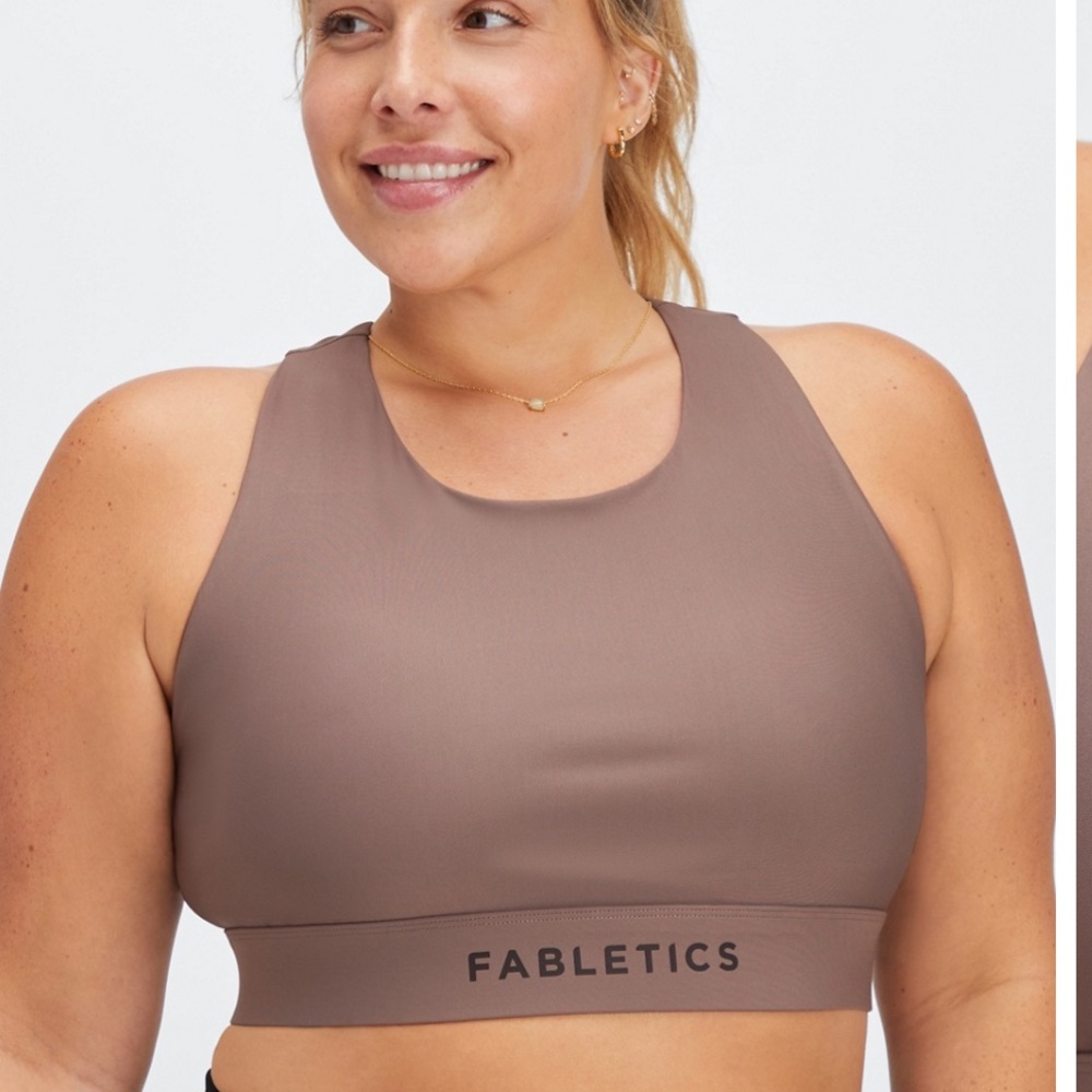 Fabletics No Bounce Sports Bra Racerback Smokey Grey Brown 3X EUC